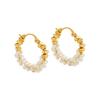 Exquisite Earrings Gold-wrapped Imitation Pearl Simple Hoop Earrings Luxury High-end Elegant Ear Jewelry Wholesale Low MOQ