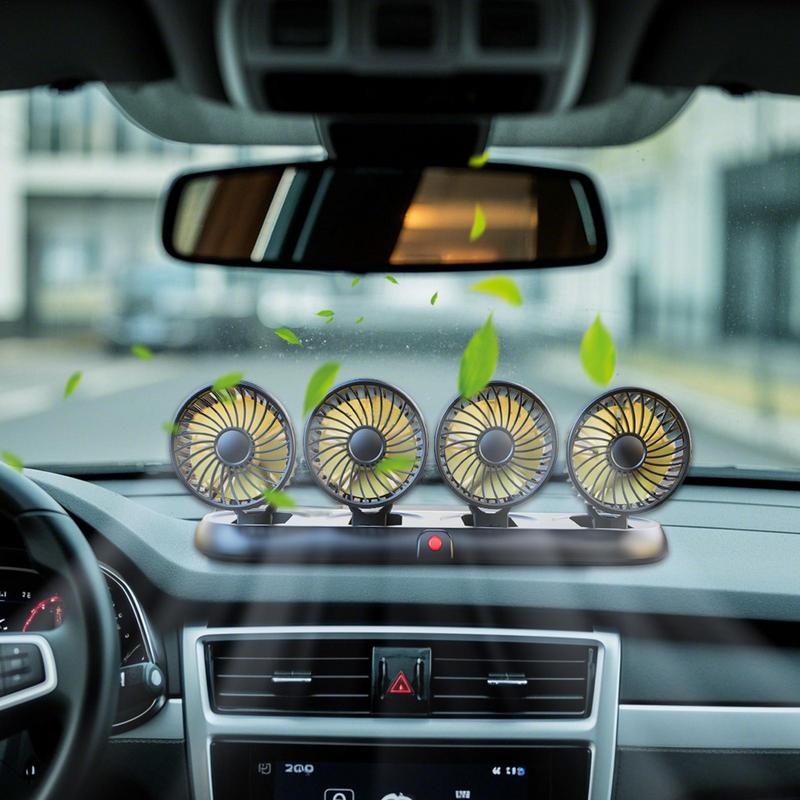 Car Fan Adjustable 4 Head Air Fan Automotive Electric Fan USB/12V/24V Fan Car Silent Fan For Home Desk Office & Car