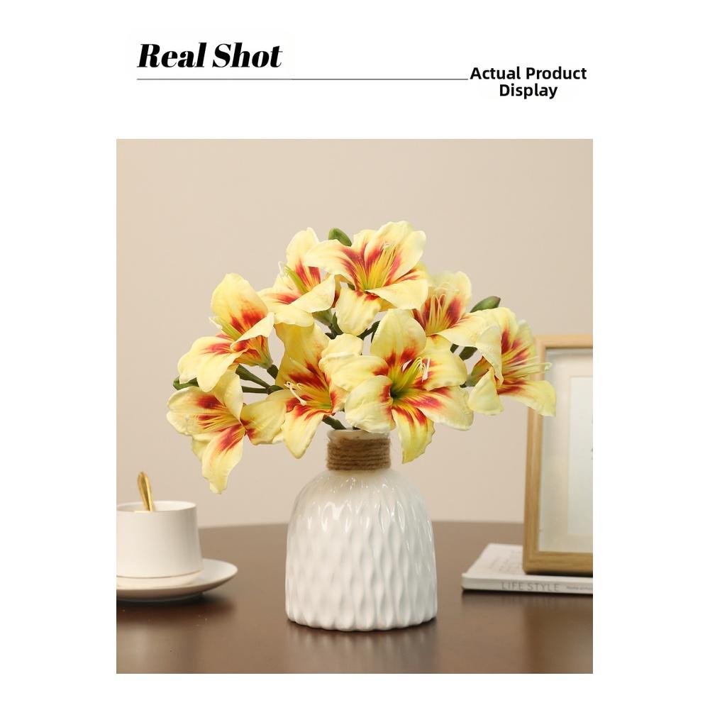 Two Head Silk Orchid Artificial Flower Bouquet with Bendable Stems for Wedding