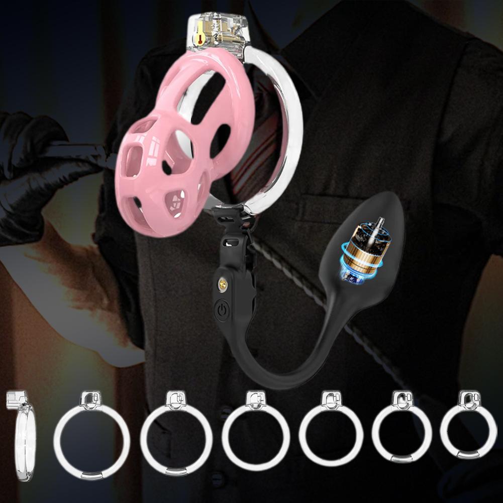 Měkká klec cudnosti s análním vibrátorem, dálkové ovládání, anální kolík, sexuální hračka pro pár, muže, Cobra uretrální zámek s katétrovou zátkou