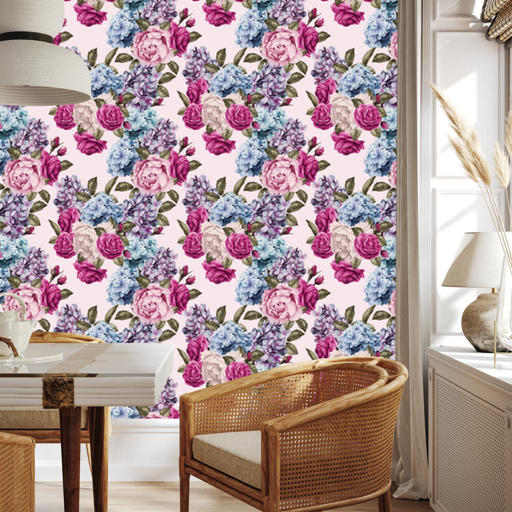 Roses with leaves wallpaper for living room and bedroom 50x1000
