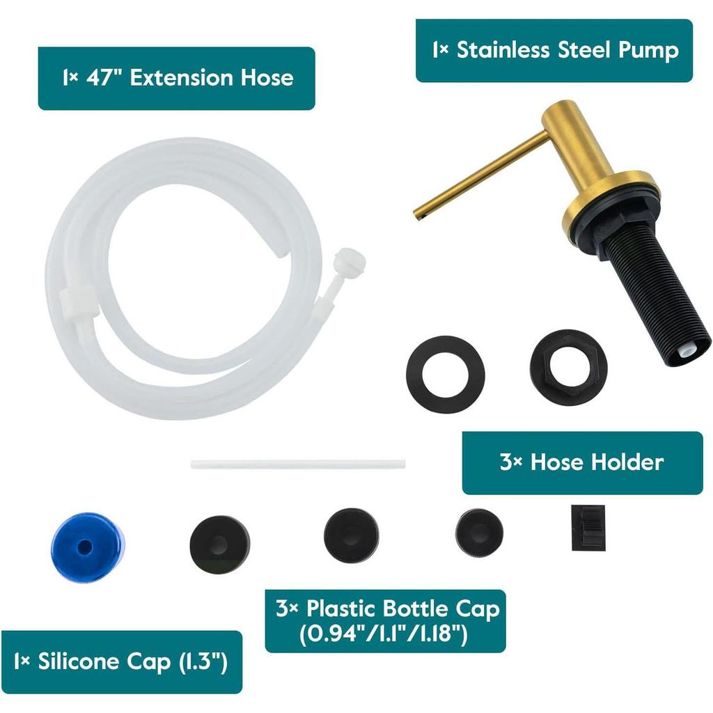 304 Stainless Steel Soap Dispenser with 1.2m Extension Tube & 500ml Container