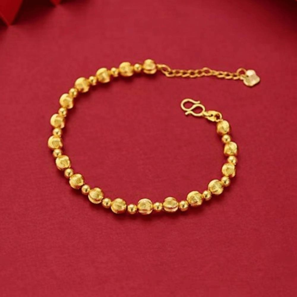 Intertwined Pattern Women's Laser Brushed Bead Bracelet Matte Finish Round Gold Hand Chain Gifts