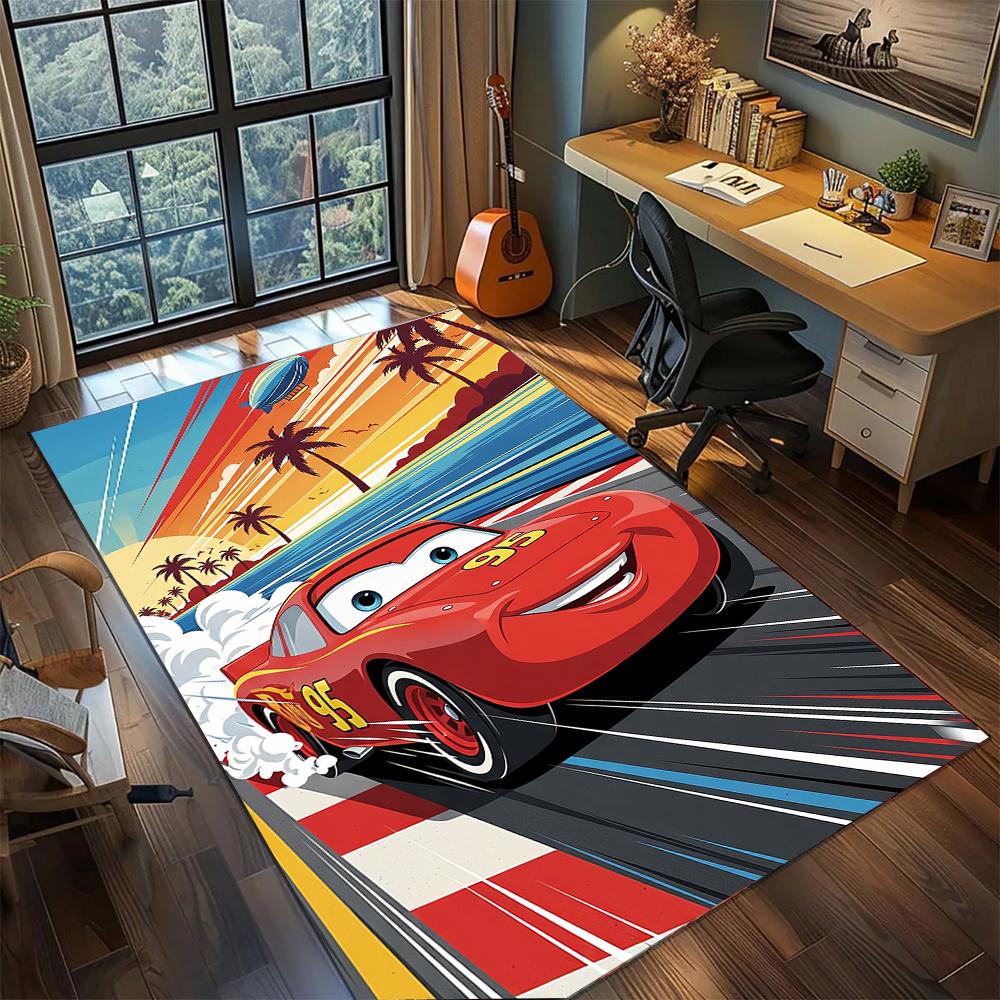 Cool Retro Cars Lightning McQueen Rug Carpet Large Area Rug Non Slip Washable Floor Mat Gamer Room Bedroom Home Decor