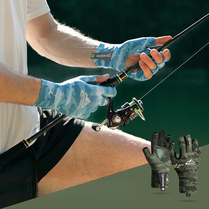 Summer Waterproof Fishing Gloves, Anti Slip Breathable Ice Silk Fishing Gloves for Men and Women Bicycle Skiing Fishing Gloves