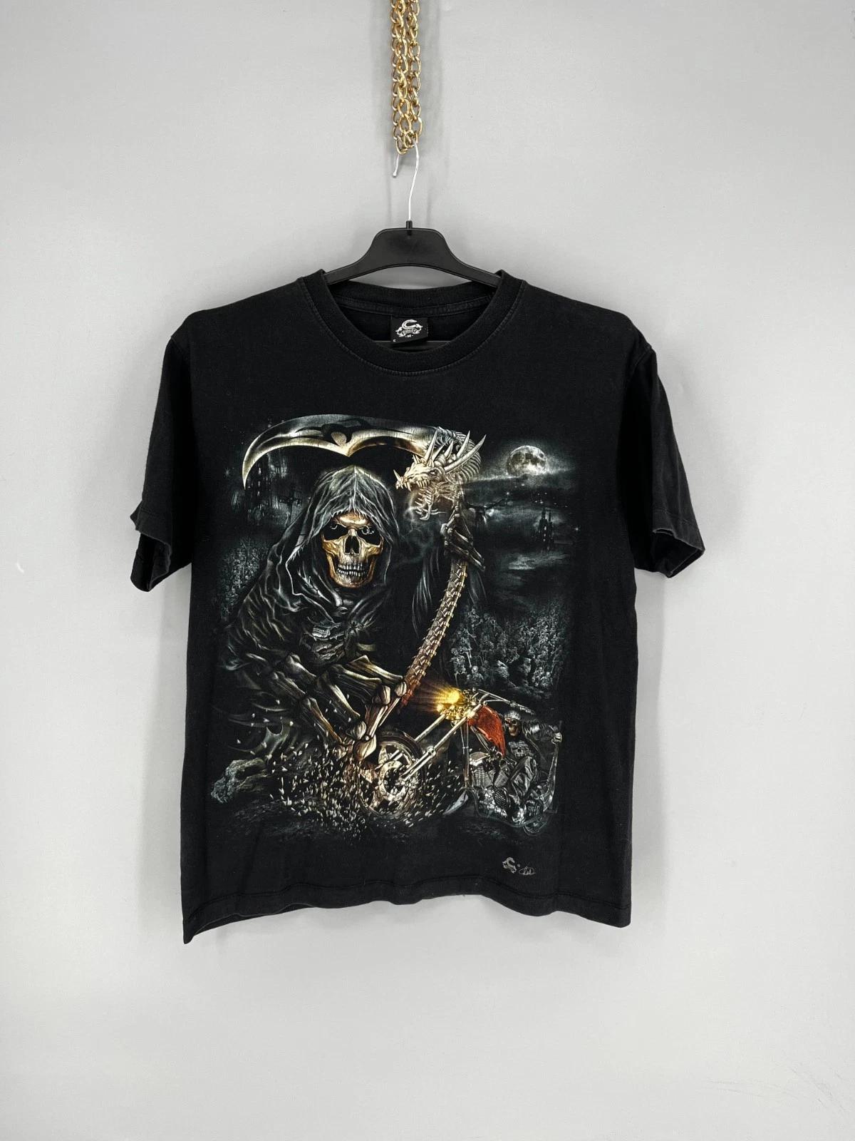 Vintage Spiral Wild T Shirt Tee Skull Big Logo Baggy 90s Size M S