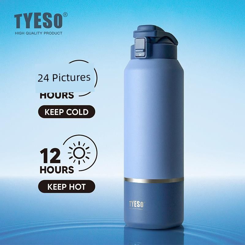 Tyeso New Large-Capacity Thermos Cup for Outdoor Sports and Travel, Portable Water Bottle with Handle for Direct Drinking