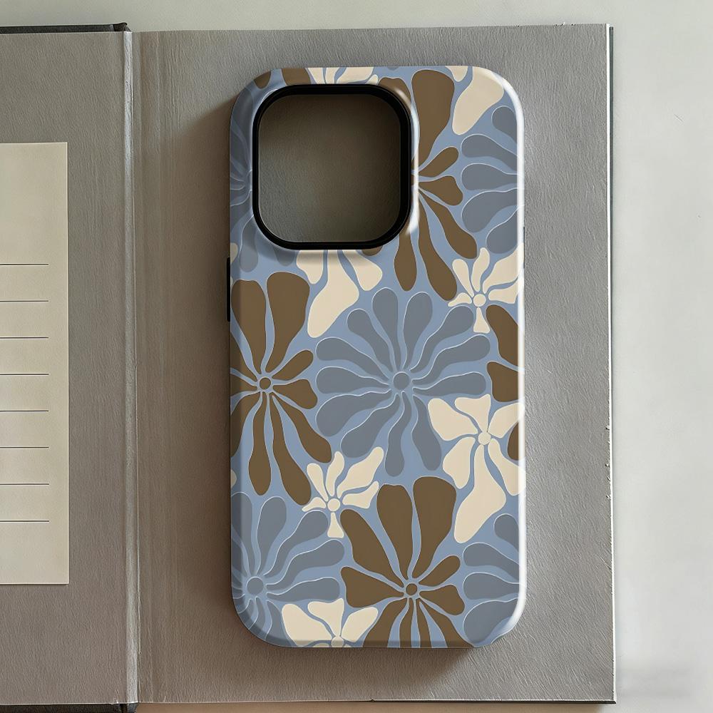 Clmj Blue Flowers Phone Case For Samsung Galaxy A56 A36 A26 S26 S25 S24 S23 S20FE Ultra Plus 5G Luxury Double-layer Back Cover