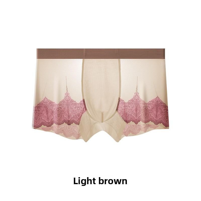 Men's Summer Thin Sexy Mesh Ice Silk Breathable Non-trace Antibacterial Flat Angle Underwear