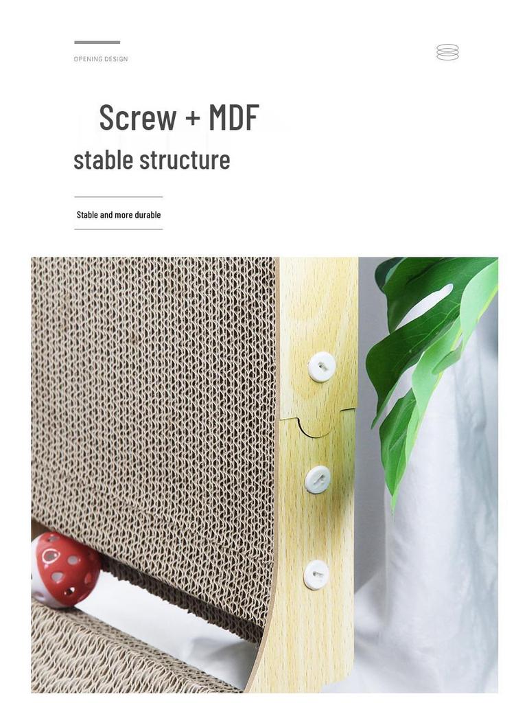 Large L-Shaped Wall-Mounted Cat Scratching Board and Bed Combo