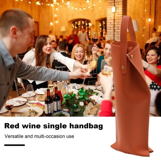 Wine Packaging Bag Fake Leather Wine Tote Carrier Stylish Wine Bottle Protective Bag with Handle for Party
