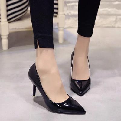 Chaussures à talons hauts en cuir laqué pour femmes, nouvelles chaussures pointues à bouche peu profonde pour printemps et automne été