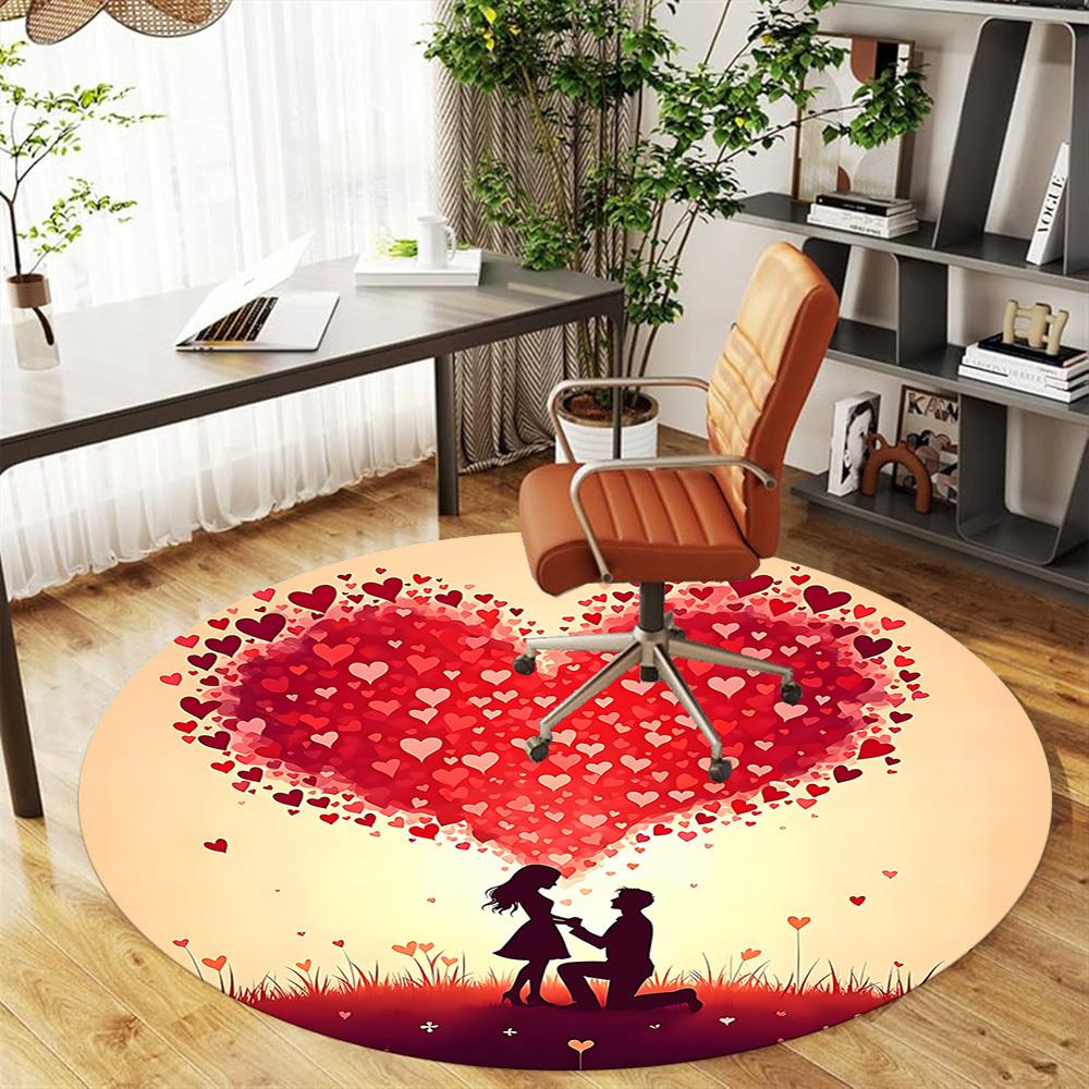 1pc love proposal Round Chair mat Area Rug - Non-Slip, Floor Mat for Office, Bedroom, and Indoor Decor c1125286