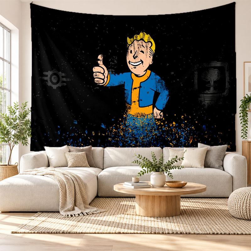Fallout Vault Boy Wall Tapestry Home Decor Hanging Cloth Art Background Tapestry for Bedroom