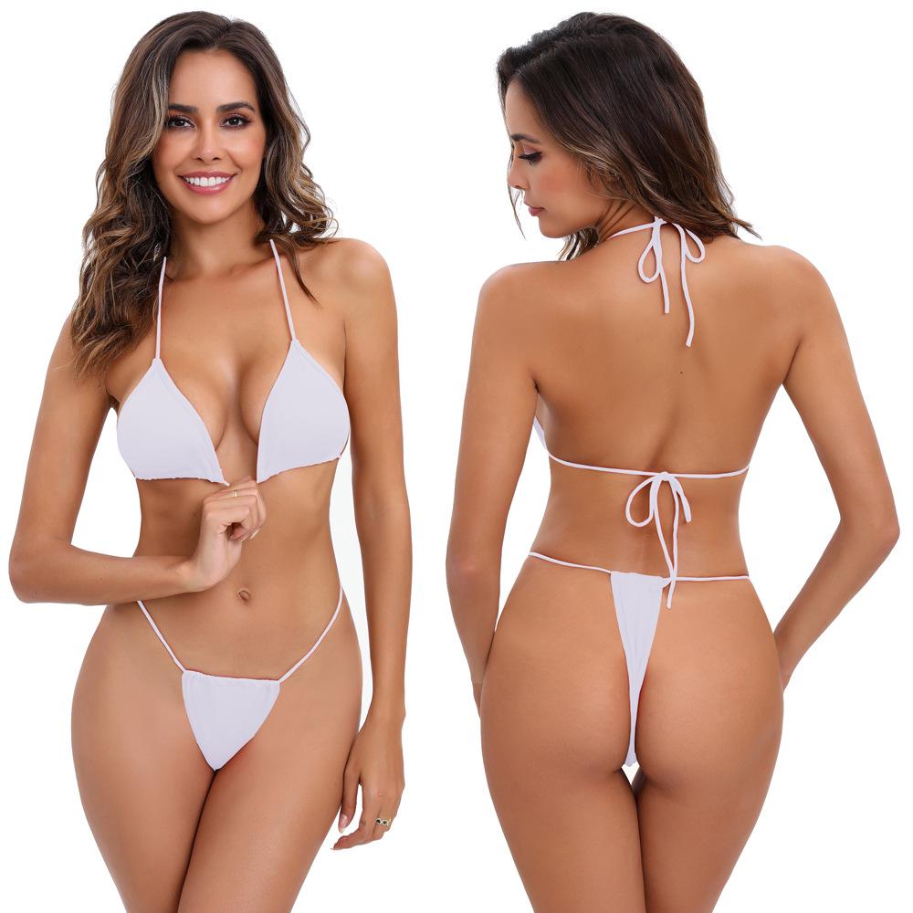 2025 Modern Lace-Up Bikini Solid Color Split Swimsuit - Stylish & Sexy Women's Set