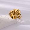 New Wave Button Shaped Stainless Steel Rings for Women Gold Color Open Adjustable Charm Ring Wedding Jewelry Party Accessories