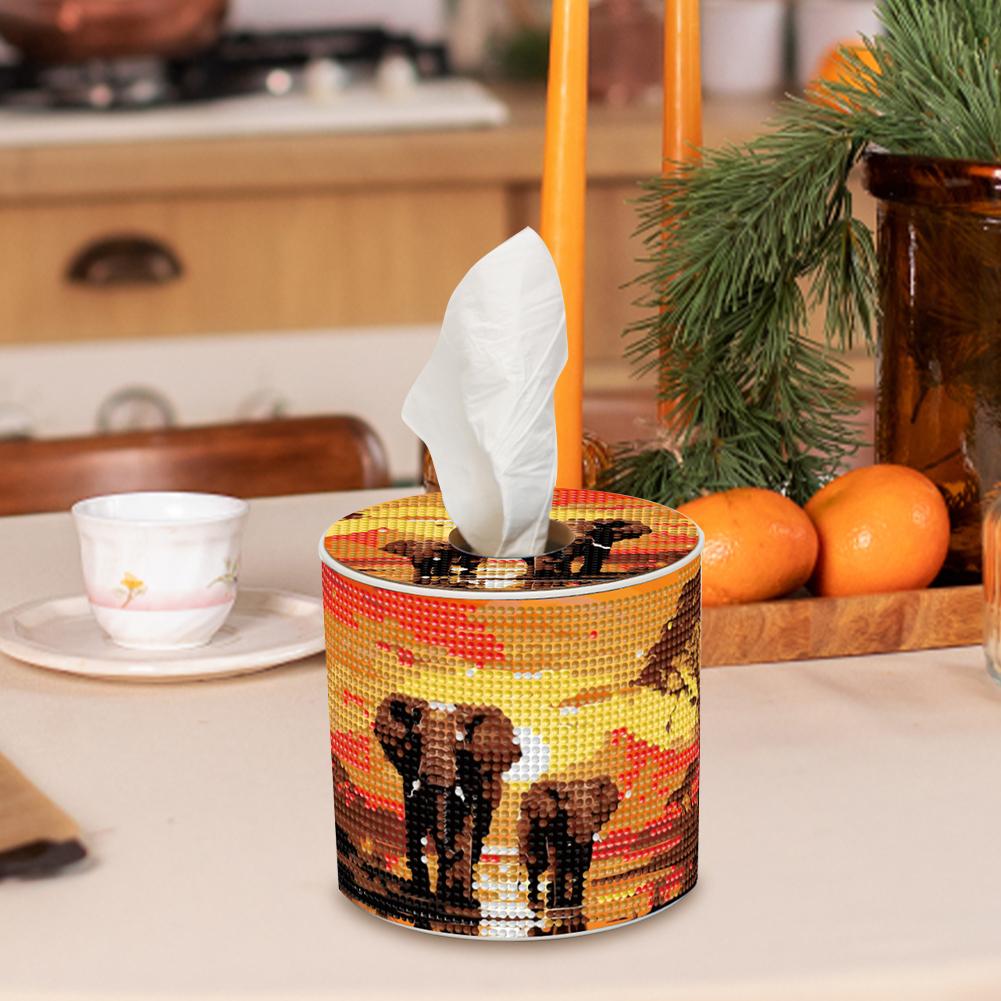 

African Elephant DIY Diamond Painting Handmade Tissue Holder Crystal Tissue Box United States