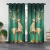 Elk Curtain Symbol Fortune Lucky Digital Print 3D Curtain Living Room Window Kitchen Curtain Bathroom Curtain Grommet Top 2PCS