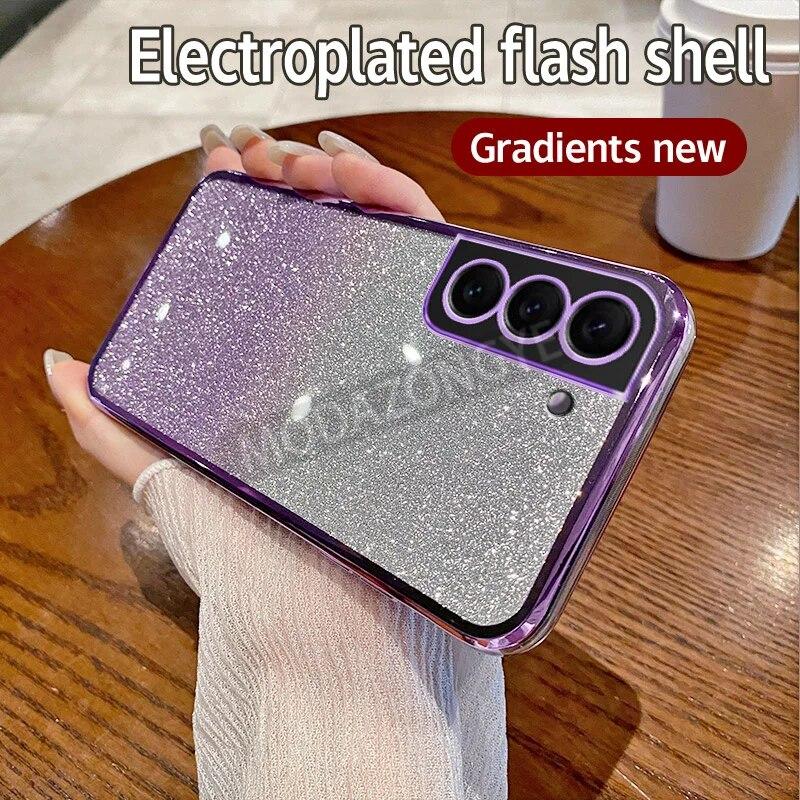 

Чехол для Samsung Galaxy S22, гальванический мягкий блестящий чехол из ТПУ для сотового телефона, чехол для телефона Samsung Galaxy S22 для девочек и женщин Samsung Galaxy S22 фиолетовый