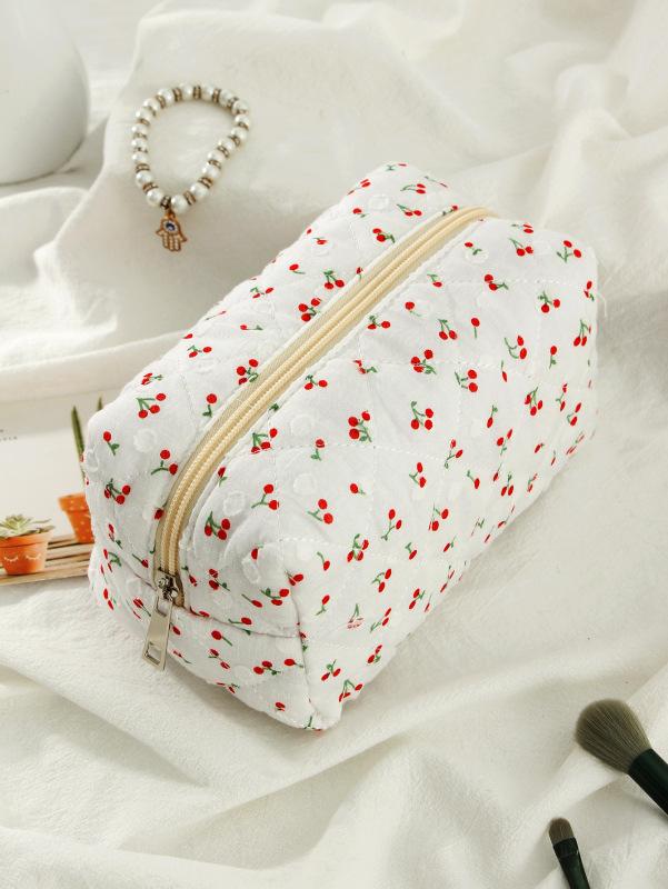 Cherry Bow Makeup Pouch for Women Napkin Sanitary Pad Storage Bag Organizer Pouch for Tampons Teens Female Cosmetic Bags