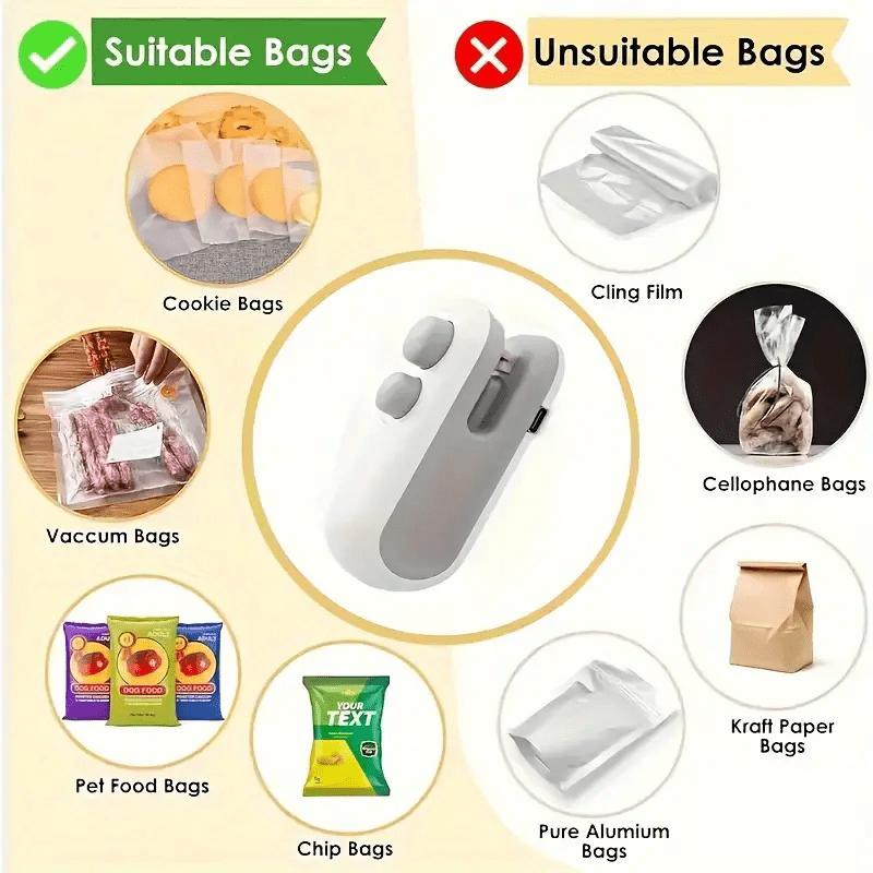 1/2pcs Mini Sealing Machine Rechargeable Snack Bag Sealer Portable for Home Picnics Outdoor Travel Magnetic Food Storage Tool