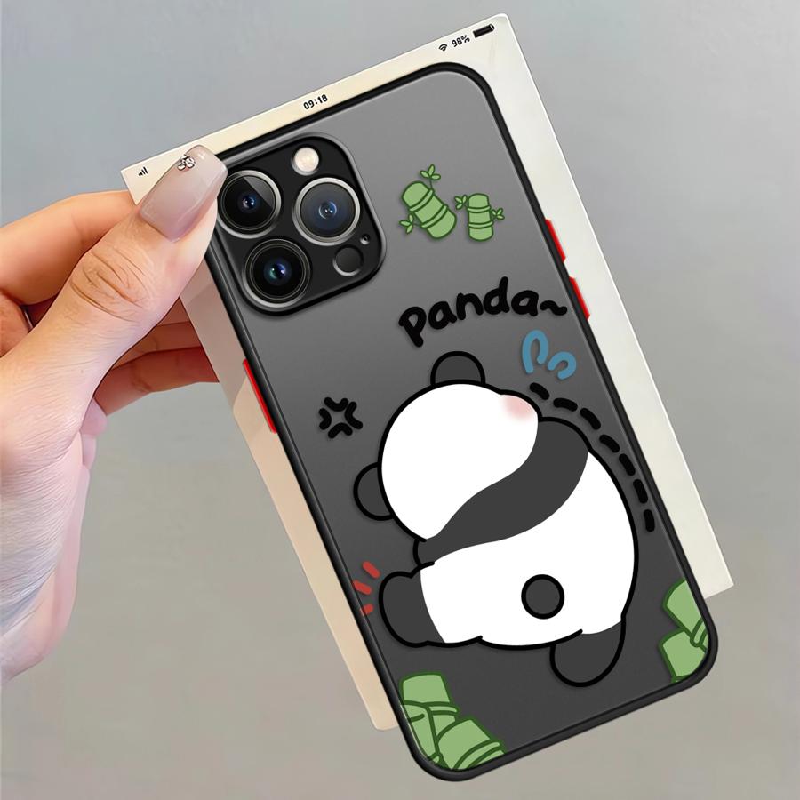 Cute Panda Funny Case for iPhone 17 Pro Max 13 Mini XS XR 15 12 14 7 8 SE 11 Air 16 Plus Funda Back Phone Cover