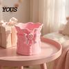Vanity Desk Organizer Pink Bow Makeup Brush Holder, 3D Printed Organizer, Cosmetic Desktop Organization Cup Brushes & Pen Storage for Decoration