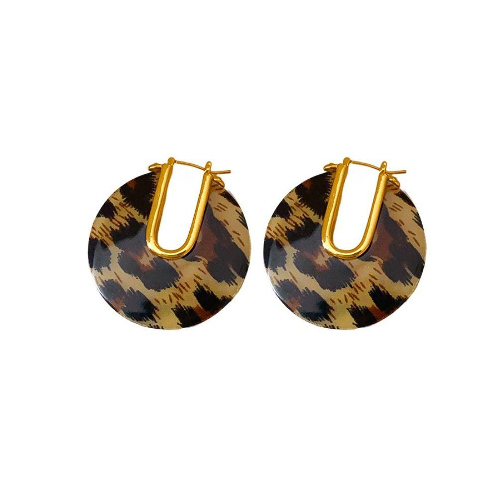 Acetic Acid Leopard Print Earrings Vintage C-shaped Earring Acetate Hoop Earrings  Girls