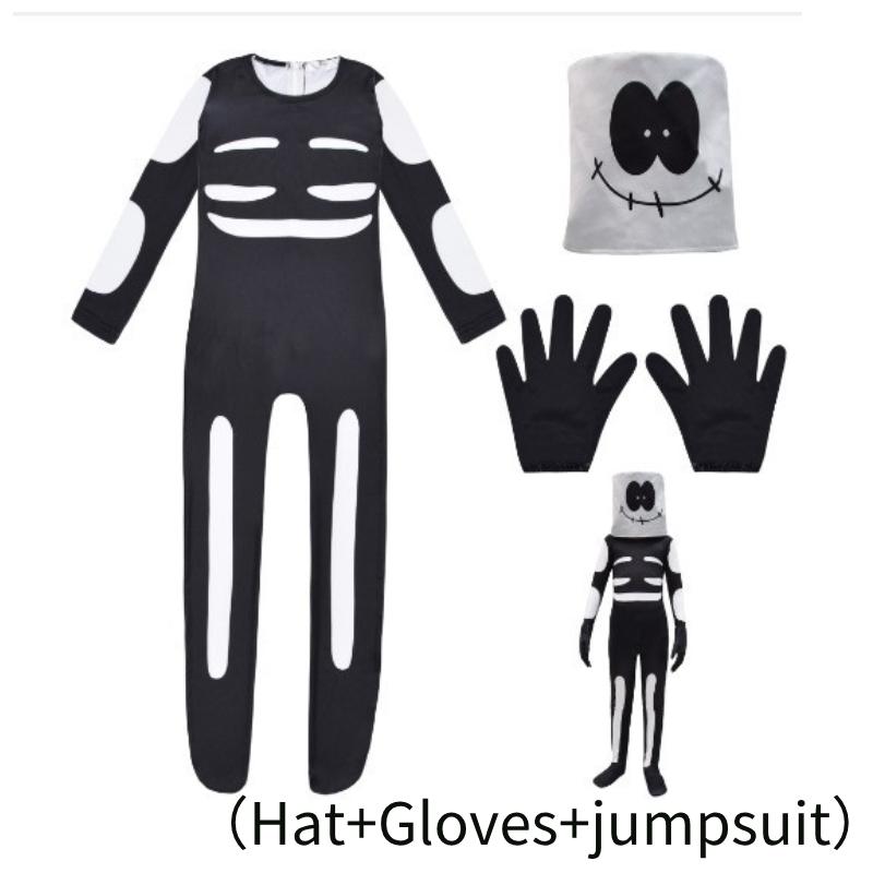 

Пятничный фанкин вечер Костюм для косплея черного скелета Детский комбинезон Шляпа Перчатки Вечеринка 110（For Children）
