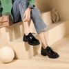 Fashion 5CM Autumn Spring Women Oxford Flats Shapes Brogue Leather Full Black Office Outsole Mole Female Ballet Derby Shoes Ladies