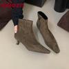 Fashion Fashion Modern Ladies Ankle Boots With Low Heel Shoes Footwear Flock Women Short Boots Zippers Shoes Female Pumps
