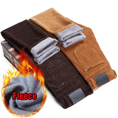 Winter Men's Warm Casual Pants Classic Style Fleece Thickened Corduroy Business Trousers Male Clothing