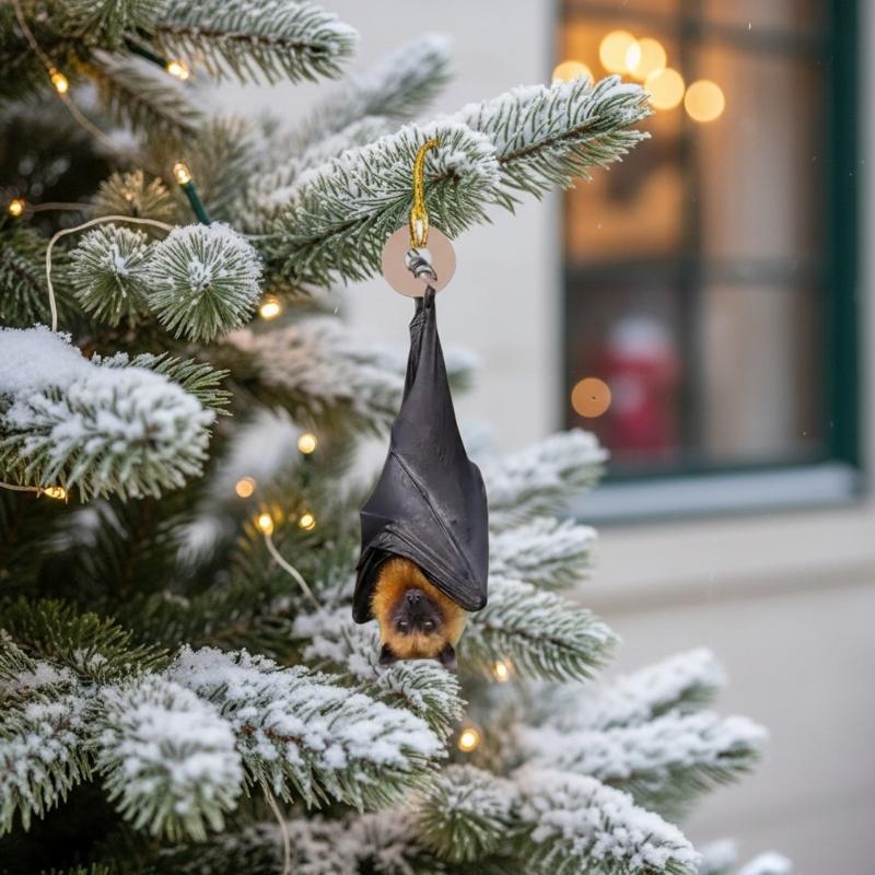 Bat Christmas Ornament, Hanging Bat Ornament for Tree, Realistic Strength-Down Bat Decor, Haunting Christmas Tree Hanging Ornament, Horror Bats