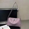 French Minimalist Lychee Grain Cowhide Crossbody Bag - Large Capacity with Adjustable Wide Shoulder Strap for Women