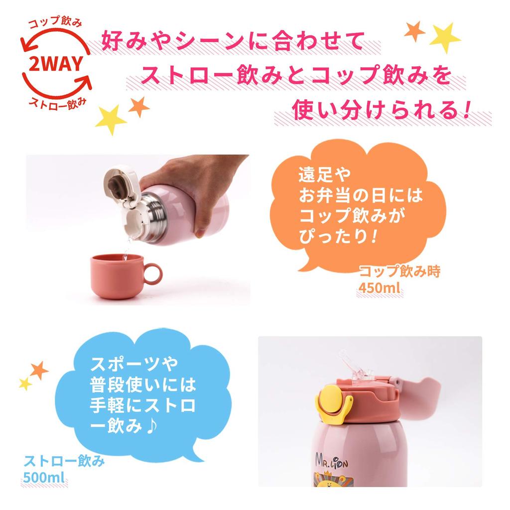 Bunnytoo Water Bottle for Straw Vacuum Hot and Kids Vacuum Double Stainless Steel Mug Cup Pouch Straw Type Cup 316 Stainless Patented Product Drink