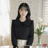 Women's Trendy White Shirt: College-Style Doll Collar, Long Sleeve, Loose Fit for Autumn/Spring