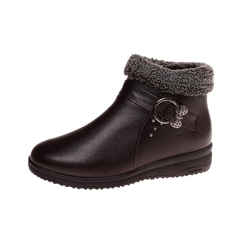 

Mom shoes short boots winter old man autumn and winter non-slip warm middle-aged velvet leather shoes middle-aged cotton shoes winter women s shoes 41 коричневый