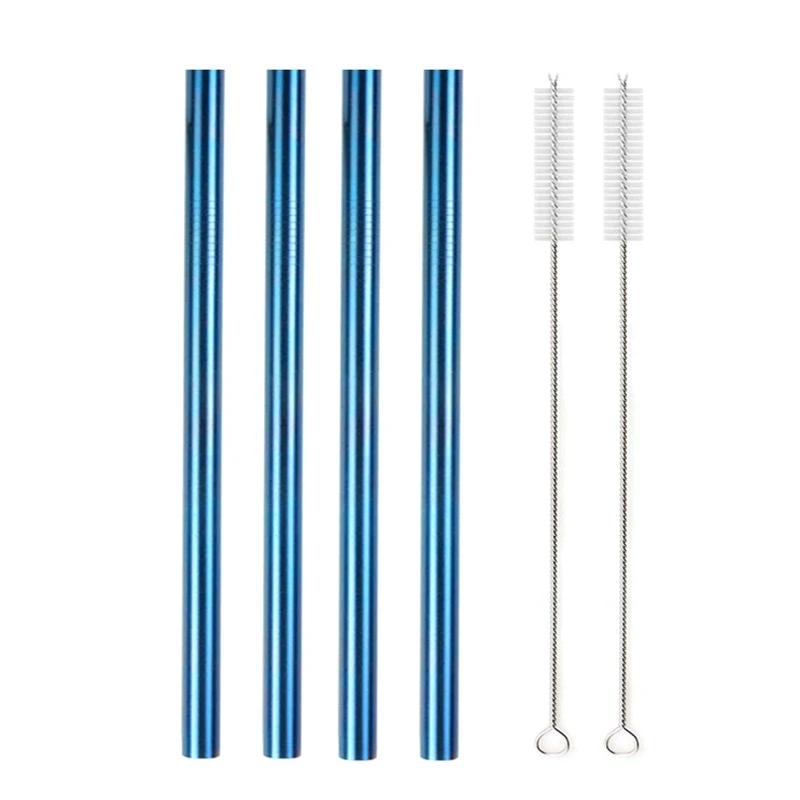 12mm Boba Metal Straw Eco-friendly 304 Stainless Steel Straws Set Reusable Drinking Straw for Bubble Tea Milkshake Bar Accessory