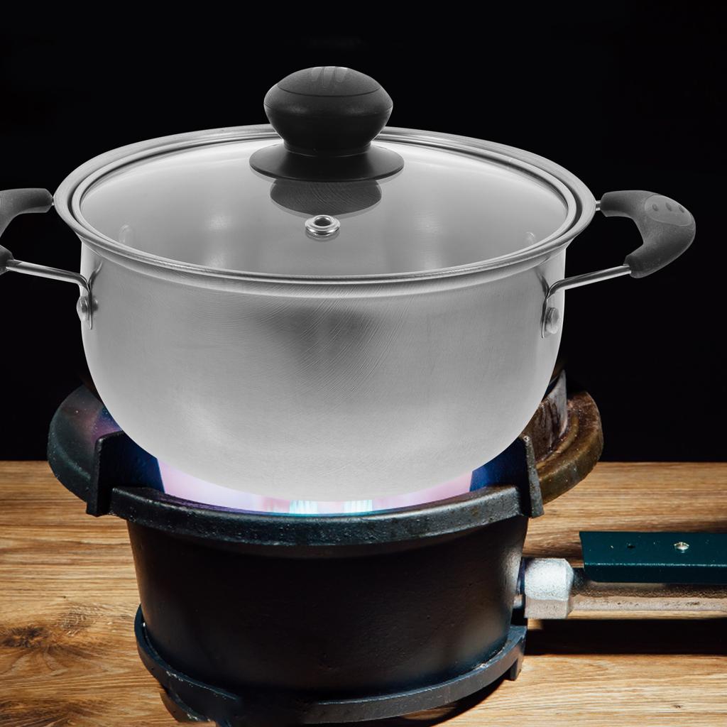 Double Ear Stainless Steel Kitchen Cookware Steamers Saucepan Glass Cover Stock Pot Soup Pan Household Cooking Pot