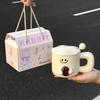 Good Looking Birthday Gift Girl Cup Cute Coffee Breakfast Mug with Lid Spoon Creative Ceramic Drinking Cup