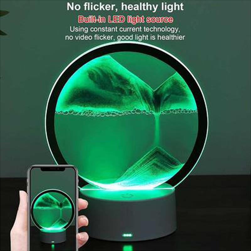 USB LED RGB Sandscape Lamp Moving Sand Art Nattljus med 7 färger Timglasljus 3D Moving Sand Art Bordslampa Julklapp