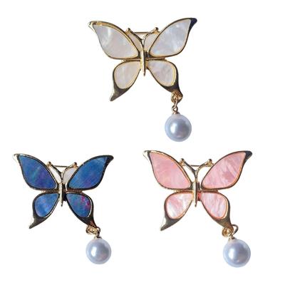 Elegancka broszka motylkowa z perłami, wzory w kształcie kropli wody, materiały ze stopu dla kobiet, dodatek modowy