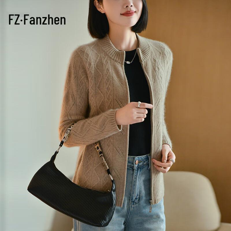 

Fanzhen Women s 100% Wool Knit Cardigan L