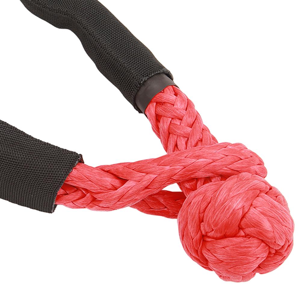 2Pcs Towing Soft Shackle 38000Lbs Breaking Force Tear Resistance Portable for Truck Large SUVs Offroad Vehicels Red
