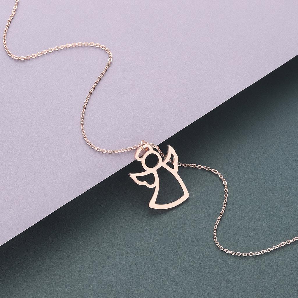 Kinitial Fashion Angel Wings Necklaces for Women Girl Guardian Angel Pendant Statement Choker Necklace White Angel Gift Jewelry