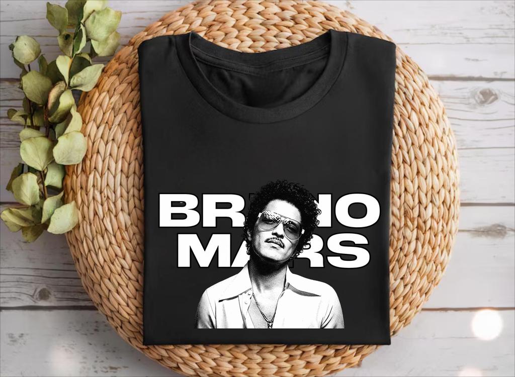 Bruno Mars Grafikdruck T-Shirts für Unisex und Damen Universell Moderne Popstar-Fans Rundherum Weiche Baumwolle Mode T-Shirts