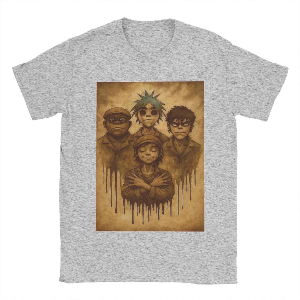 Gorillaz Band T-Shirt Unisex 100% Baumwolle Lustige T-Shirts Rundhals T-Shirt Kurzarm Kleidung Bedruckt