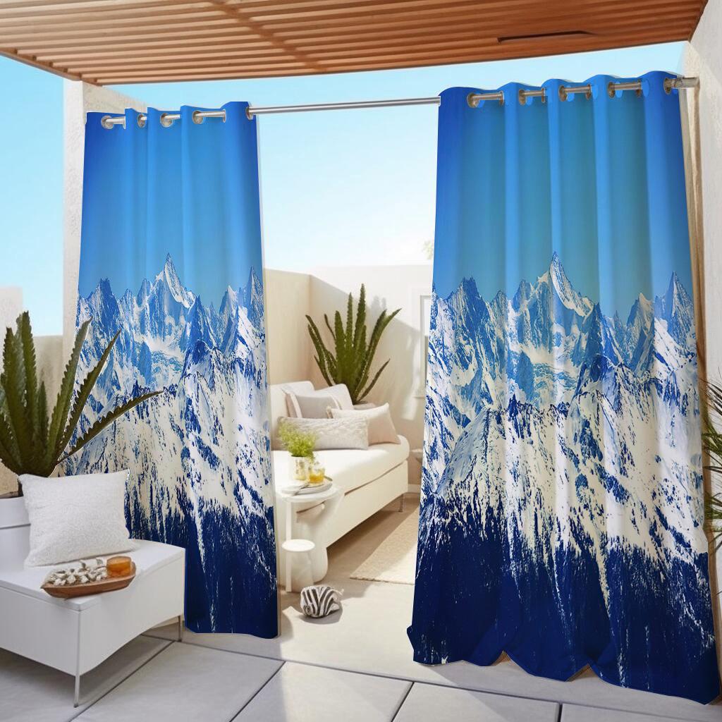 

1 шт. Уличные водонепроницаемые маслостойкие шторы, современные солнцезащитные шторы с изображением кокосовой пальмы и неба, занавески для гостиной W200X336H(cm) 1PC&Grommet top