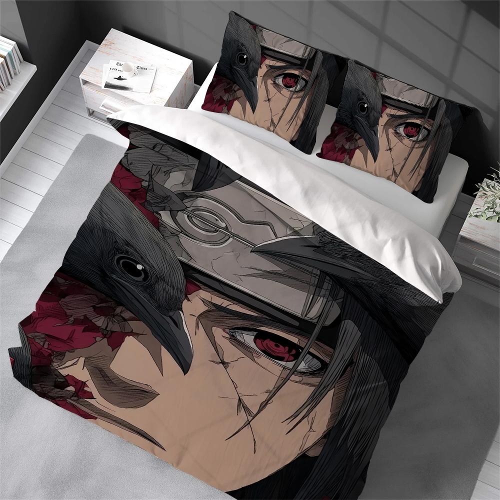 N-Naruto Anime Fashion Duvet Cover Set Home Style Bedding Soft Laundry Cotton Bed 3 Piece Set Student Dormitory Gift