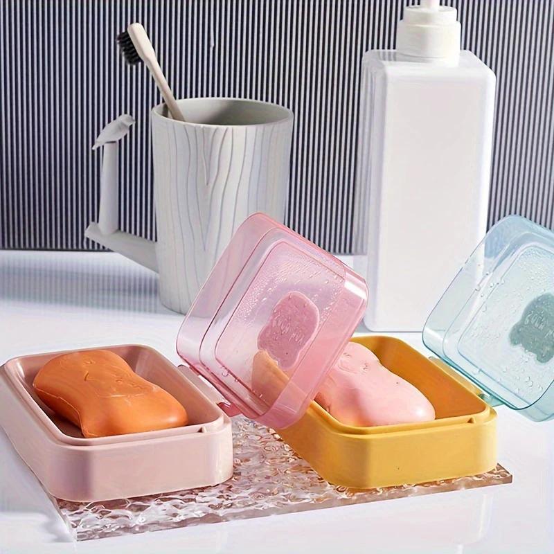 1pc Portable Soap Dish Soap Box With Lid Household Plastic Soap Holder Soap Rack For Bathroom Soap  Box Travel Essen